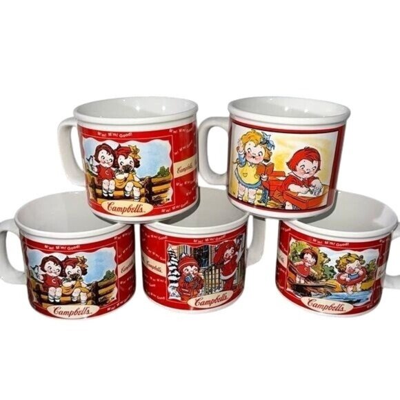 Campbells Kids Vintage Ceramic Mug Collection  5 Pc Set - Picture 1 of 13